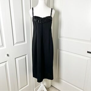 Vintage She Europe Black Sequined Strappy Midi Cocktail Dress - Size 8